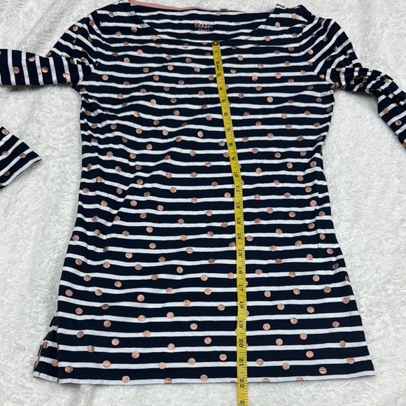 Boden Blue and White Fitted Long Sleeve Blouse - Picture 4 of 5